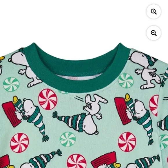 Peanuts Snoopy Unisex Childrens Green 2 PC Pajama Set Size 8 NWT - Picture 3 of 7